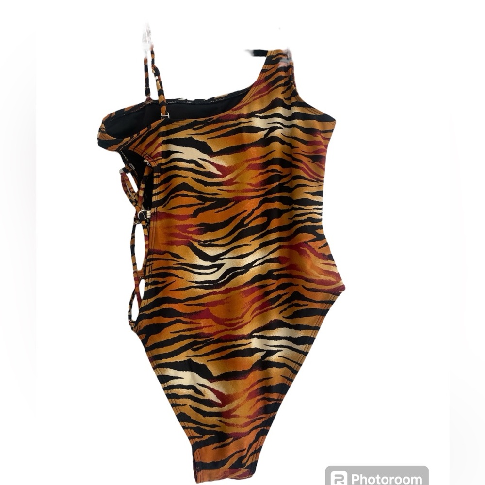 Tiger print one piece bathing suit (M)